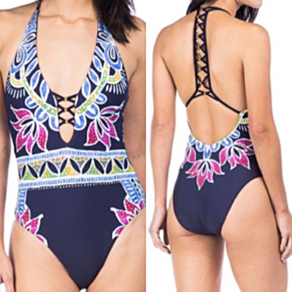 Trina Turk Lotus Print Reversible Swimsuit | Sz. 6